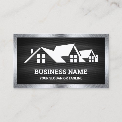 Black Mesh House Roofing Construction Roofer Business Card