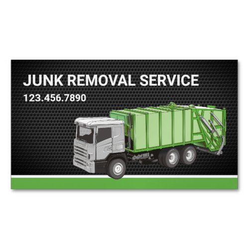 Black Mesh Junk Removal Service Garbage Truck Business Card Magnet