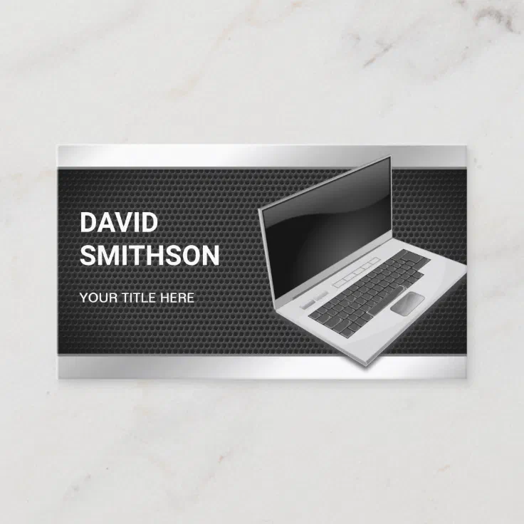 Black Mesh Laptop PC Computer Repair Technician Business Card | Zazzle