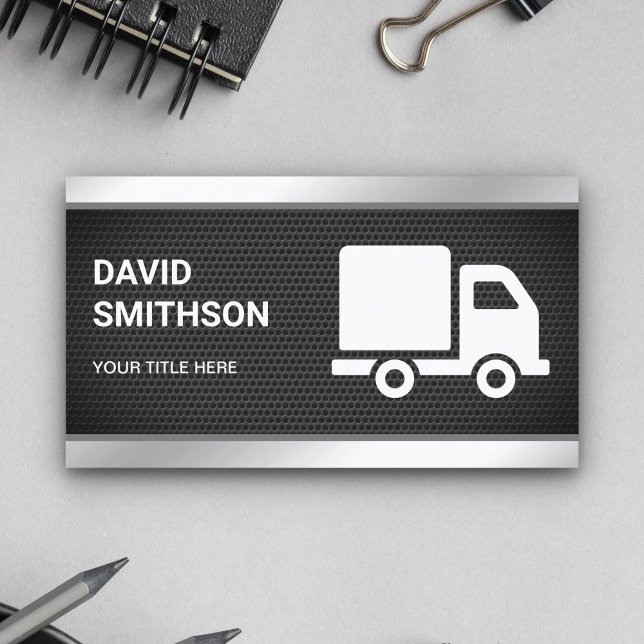 Black Mesh Logistics Transportation Cargo Truck Business Card (Creator Uploaded)