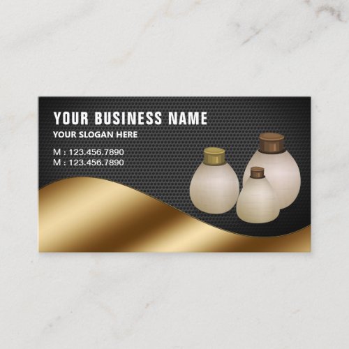Black Mesh Metallic Gold Aroma Oil Perfume Bottle Business Card