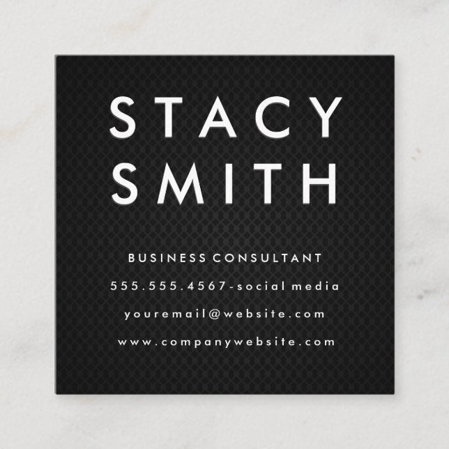 Black Mesh Square Business Card (Front)