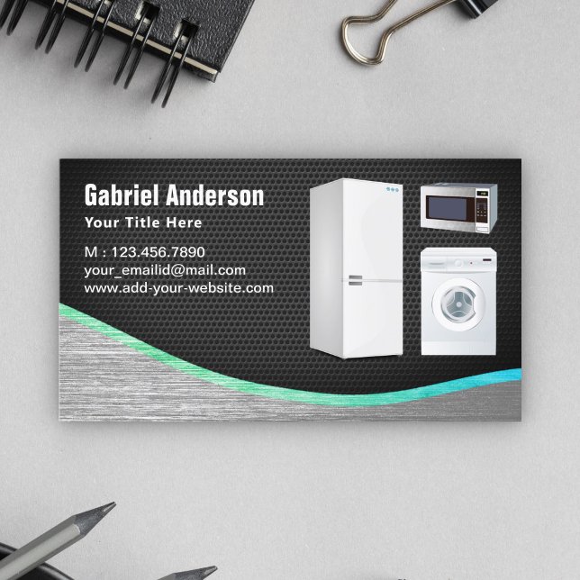 Black Mesh Steel Home Appliances Repair Business Card (Creator Uploaded)