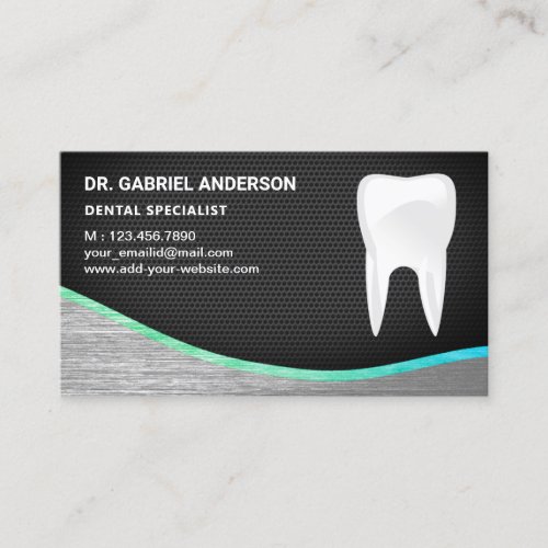 Black Mesh Steel Tooth Dental Clinic Dentist Business Card