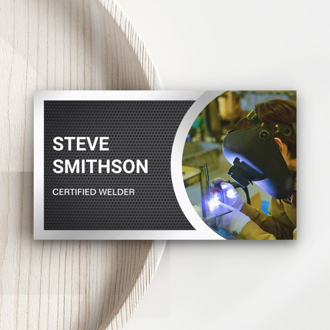Black Mesh Steel Welding Fabricator Welder Business Card (Creator Uploaded)