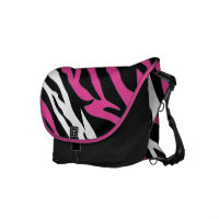 Black Messenger Bag w Pink Zebra Print rickshawmessengerbag