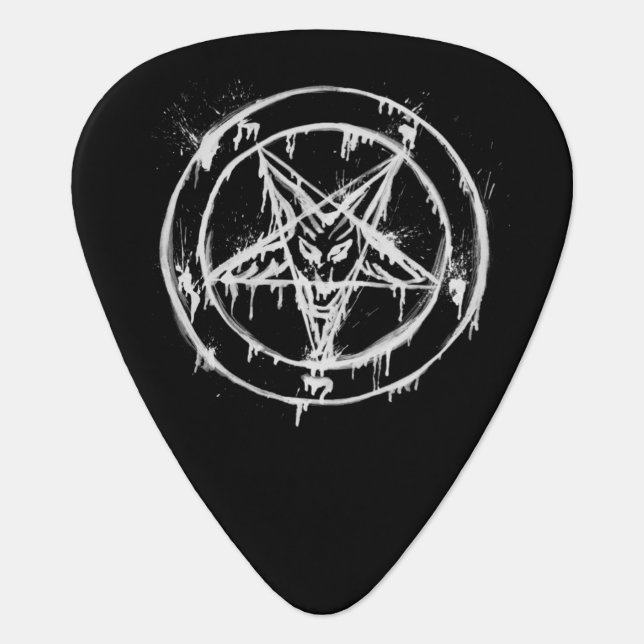 Black Messy Baphomet Guitar Picks (Front)