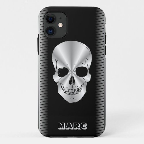 Black Metal And Silver Skull iPhone 11 Case