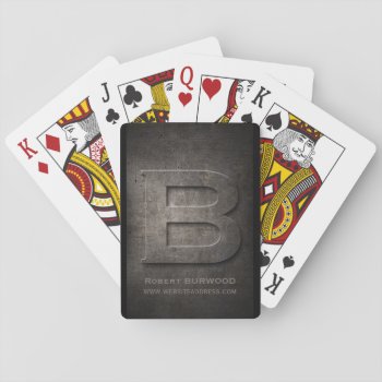 Black Metal B Monogram Customizable Playing Cards by plurals at Zazzle