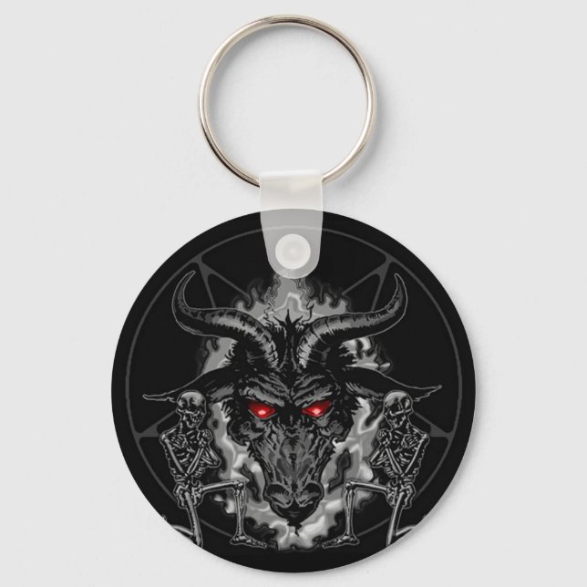 Black Metal Baphomet Keychain (Front)