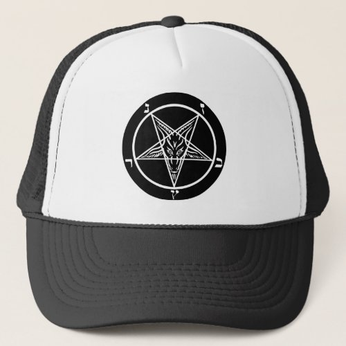 black metal baphomet of darkness trucker hat