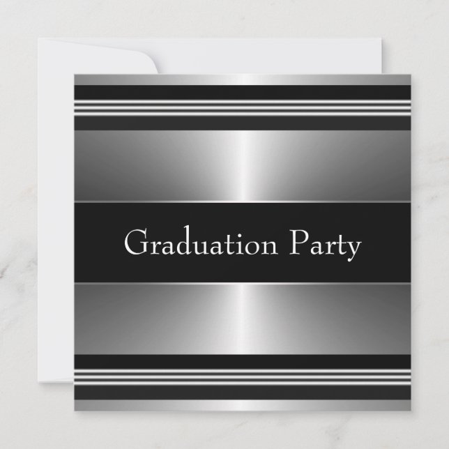 Black Metal Boys Graduation Party Invitation (Front)
