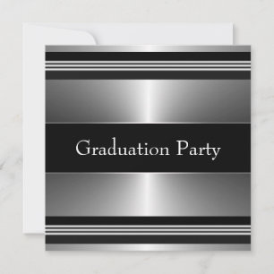 Black Metal Boys Graduation Party Invitation