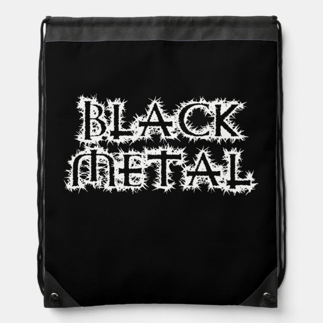 Black Metal Drawstring Bag (Front)