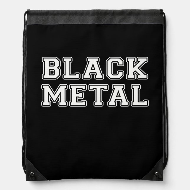 Black Metal Drawstring Bag (Front)