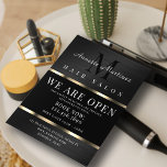 Black metal faux texture elegant flyer<br><div class="desc">Metallic style with gold line cover that expresses high quality service. Ideal for hair,  barber,  makeup,  beauty salon,  esthetician,  nail artists,  eyelash professionals and more.</div>