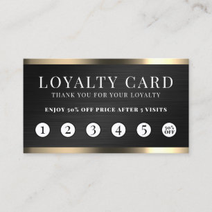 Black metal faux texture elegant loyalty business card