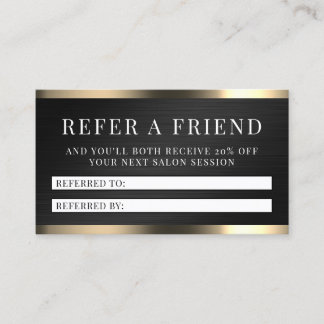 Black metal faux texture elegant referral business card