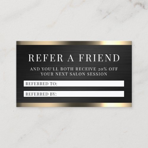 Black metal faux texture elegant referral  business card