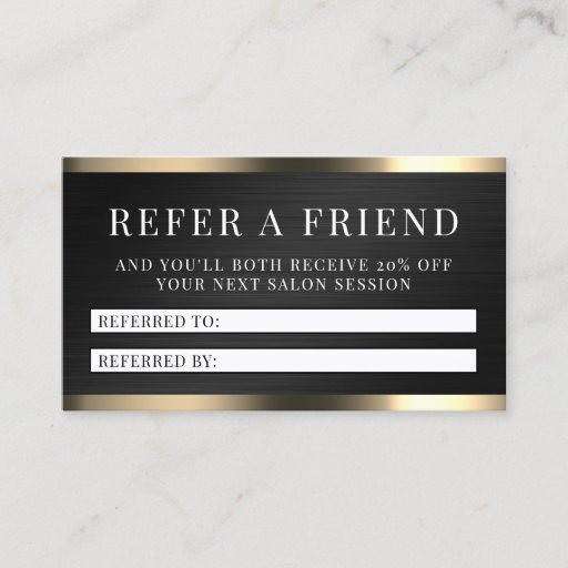 Customizable Black metal faux texture elegant referral  business card