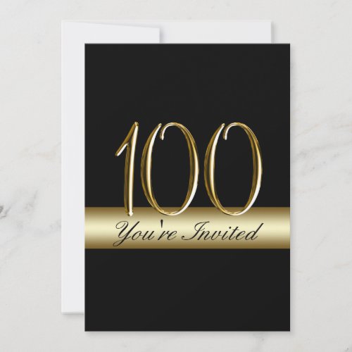 Black Metal Gold Print 100th Birthday Invitations