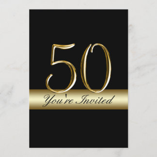 Black Metal Gold Print 50th Birthday Invitations
