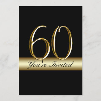 Black Metal Gold Print 60th Birthday Invitations