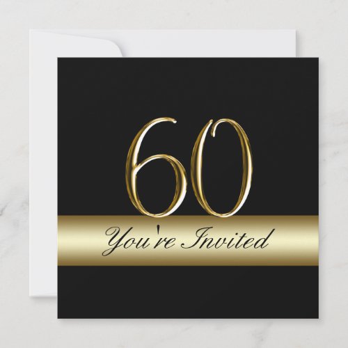 Black Metal Gold Print 60th Birthday Invitations