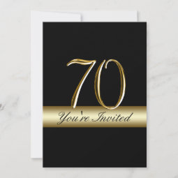 Black Metal Gold Print 70th Birthday Invitations 