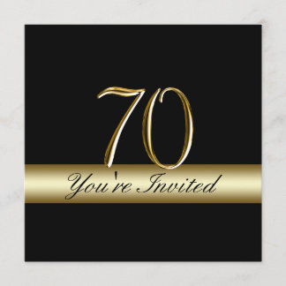 Black Metal Gold Print 70th Birthday Invitations