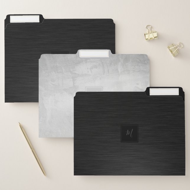 Black Metal Grey Stucco texture Images Monogram F File Folder (Set)
