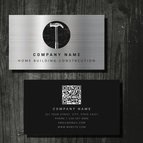 Black Metal Hammer Home Building Construction Business Card