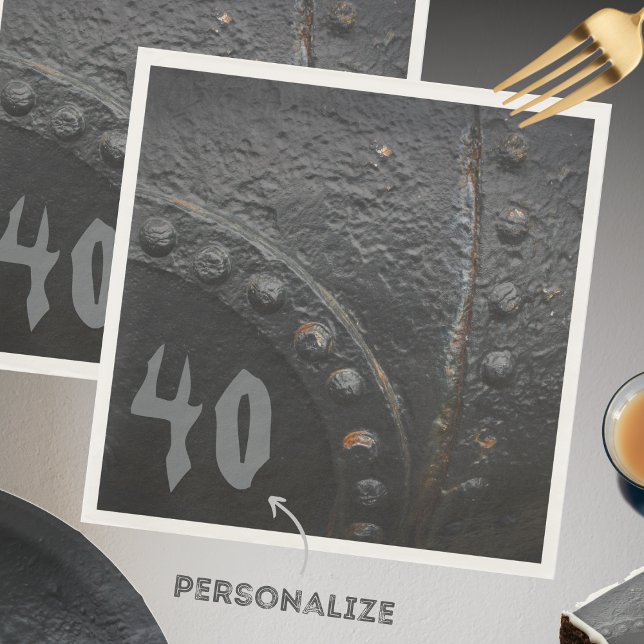 Black metal industrial-style man's party  napkins (Creator Uploaded)