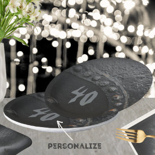 Black metal industrial-style man's party  paper plates