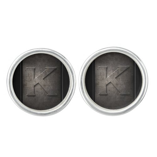 Black Metal K Monogram Pair of Cufflinks
