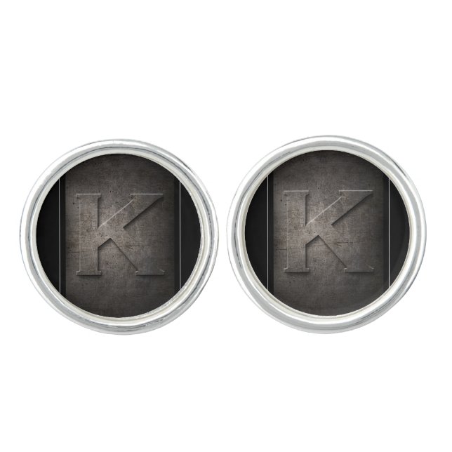 Black Metal K Monogram Pair of Cufflinks (Front)