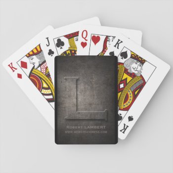 Black Metal L Monogram Customizable Plc Playing Cards by plurals at Zazzle
