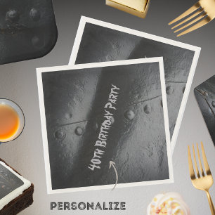 Black metal loft-style man's party napkins