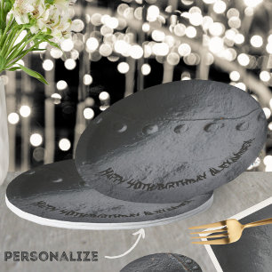 Black metal loft-style man's party paper plates