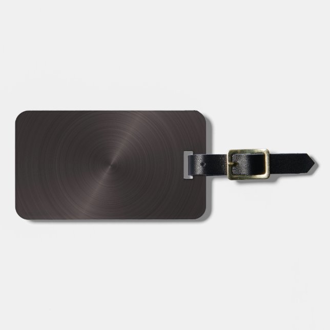 Black Metal Luggage Tag (Front Horizontal)