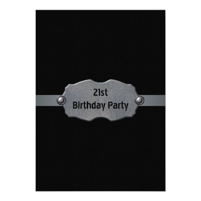 Black Metal Mans 21st Birthday Party Invitations