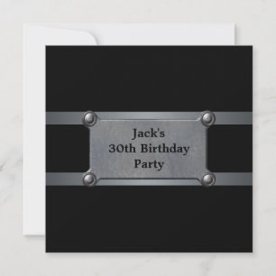 Black Metal Mans 30th Birthday Party Invitation
