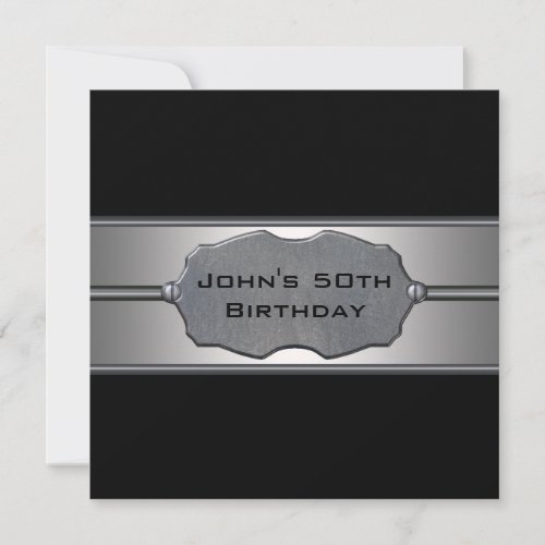 Black Metal Mans 50th Birthday Party Invites