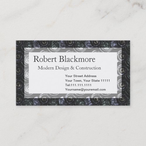 Black Metal Men's Construction Abstract Pattern Business Card Template