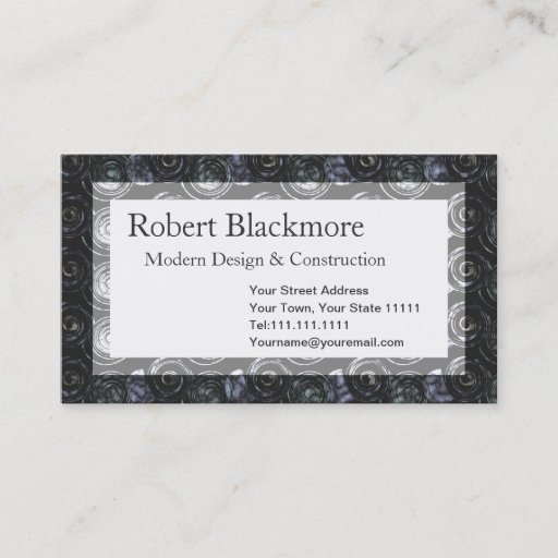 Customizable Black Metal Men's Construction Abstract Pattern Business Card Template