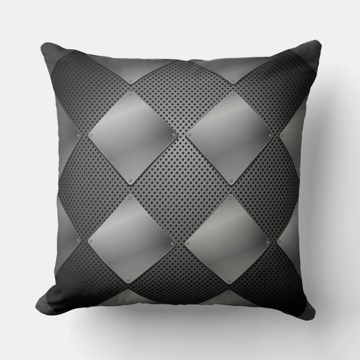 Black Metal & Mesh Diamond Pattern Throw Pillow Zazzle