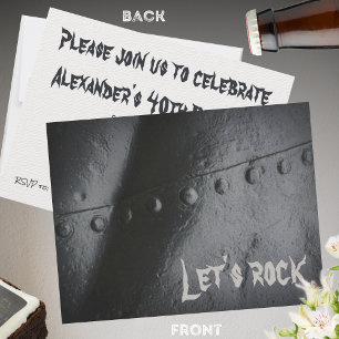 Black metal minimalist man's party invitation