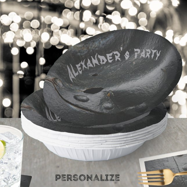 Black metal minimalist man's party  paper bowls (Creator Uploaded)