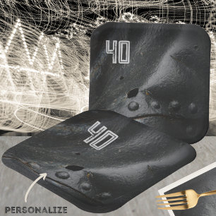 Black metal minimalist man's party  paper plates