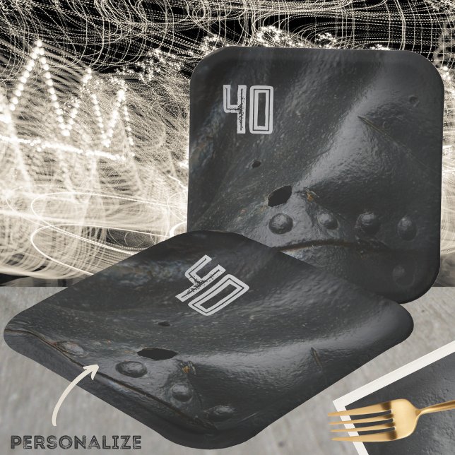 Black metal minimalist man's party  paper plates (Creator Uploaded)